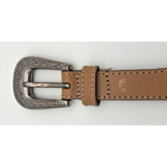 Fossil Western Belt Womens Size Medium Brown Leather Silver Heart Medallions - Picture 5 of 8